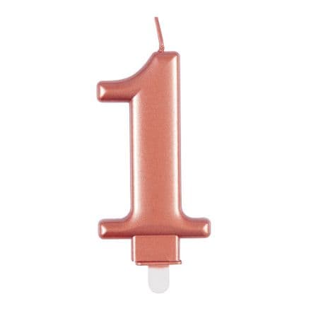 Number One Rose Gold Metallic Birthday Cake Candle
