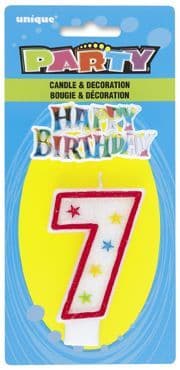 Number Seven 7 Birthday Cake Candle With Topper