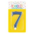 Number Seven Blue Metallic Birthday Cake Candle