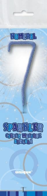 Number Seven Cake Sparkler In Blue