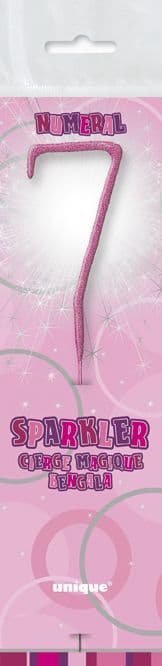 Number Seven Cake Sparkler In Pink