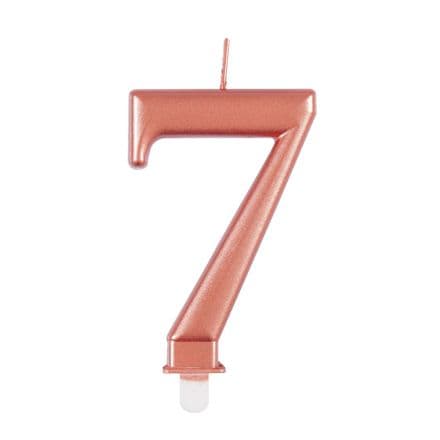 Number Seven Rose Gold Metallic Birthday Cake Candle