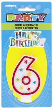 Number Six 6 Birthday Cake Candle With Topper