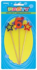 Number Six 6 Number Stars Birthday Cake Candles