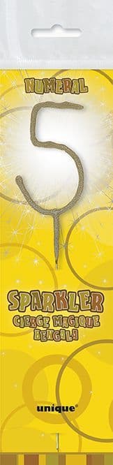Number Sparkler 5 In Gold