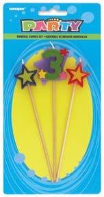 Number Three 3 Number Stars Birthday Cake Candles