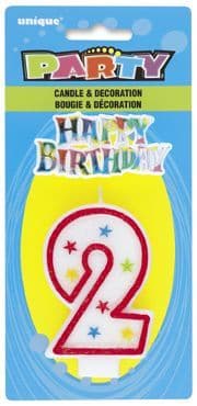 Number Two 2 Birthday Cake Candle With Topper