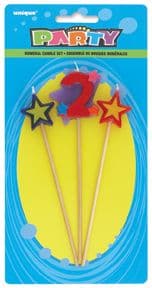 Number Two 2 Number Stars Birthday Cake Candles