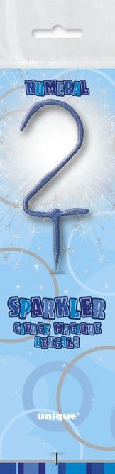 Number Two Cake Sparkler In Blue