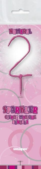 Number Two Cake Sparkler In Pink