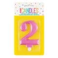 Number Two Pink Metallic Birthday Cake Candle
