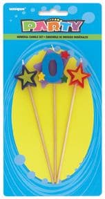 Number Zero 0 Number Stars Birthday Cake Candles