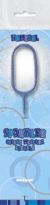 Number Zero Cake Sparkler In Blue