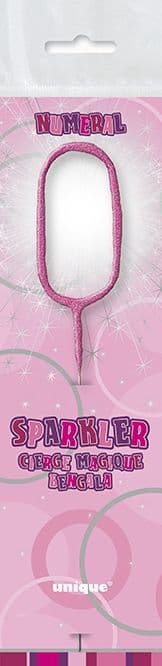 Number Zero Cake Sparkler In Pink