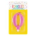Number Zero Pink Metallic Birthday Cake Candle