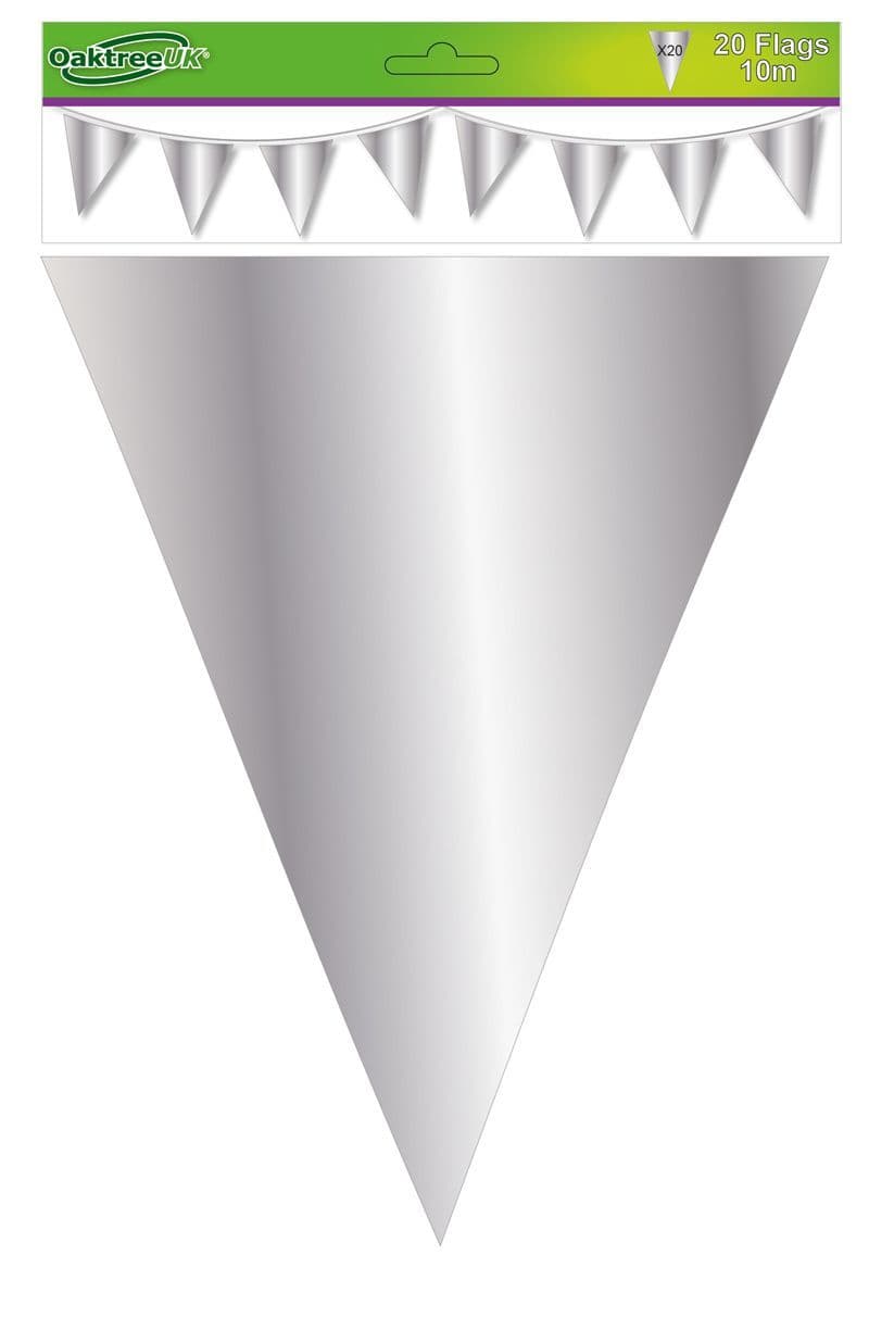 Oaktree Flag Bunting In Plastic 10m Silver