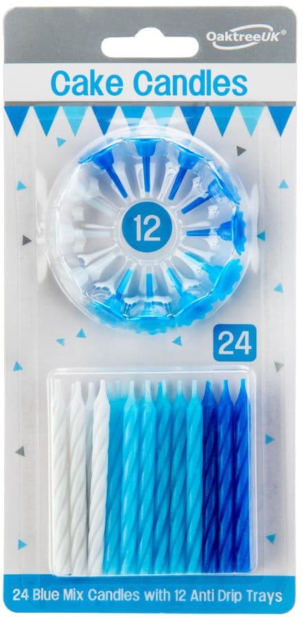 Oaktree Spiral Cake Candles Blue Mix