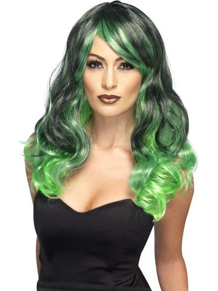 Ombre Wig In Green & Black