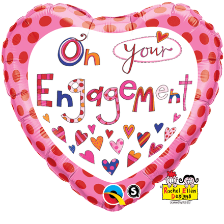 On Your Engagement Heart Foil Helium Balloon