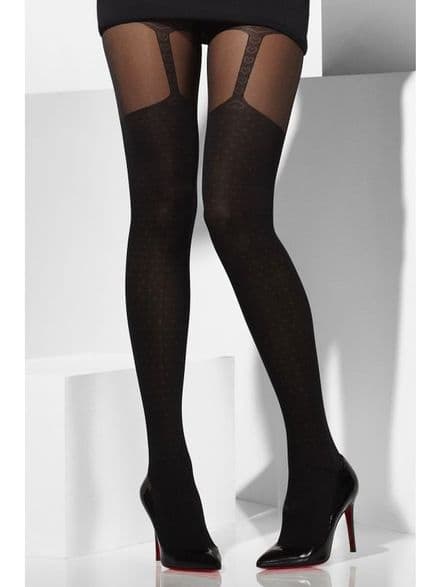 Opaque Suspender Print Tights
