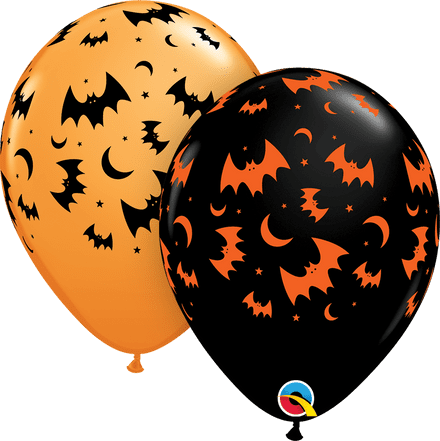 Orange & Black Bat Latex Balloons