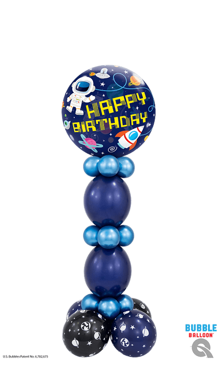 Outer Space Birthday Bubble Balloon Column On Balloon Base