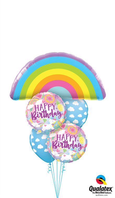 Pastel Rainbow Happy Birthday Foil & Latex Bouquet