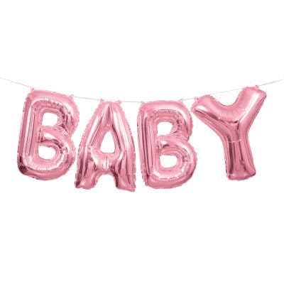 Pink 'BABY' Mini Letters Air-Fill Foil Balloons.