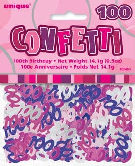Pink Glitz 100th Birthday Party Confetti 14g