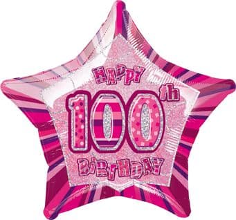 Pink Glitz '100th' Foil Balloon