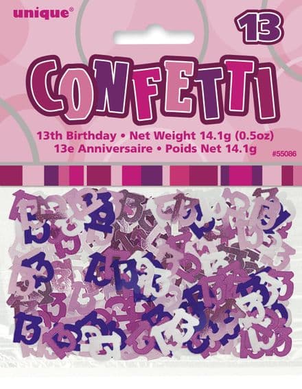 Pink Glitz 13th Birthday Party Confetti 14g