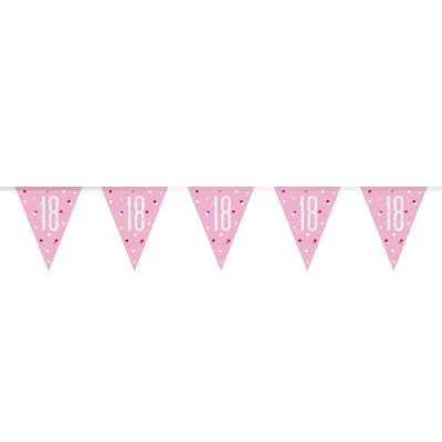 Pink Glitz '18th' Birthday Flag Banner