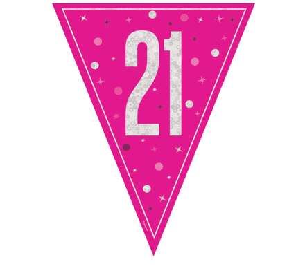 Pink Glitz '21st' Birthday Flag Banner