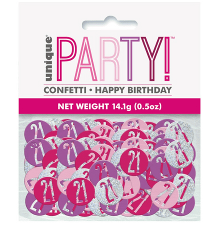 Pink Glitz 21st Birthday Party Confetti 14g