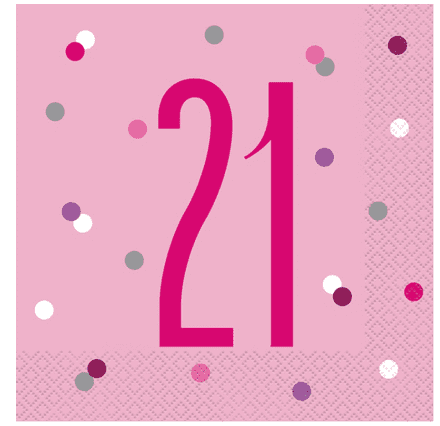 Pink Glitz 21st Paper Party Luncheon Napkins