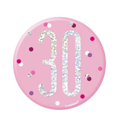 Pink Glitz '30' Birthday Badge
