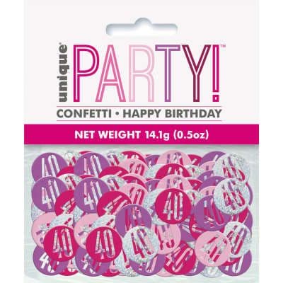 Pink Glitz 40th Birthday Party Confetti 14g