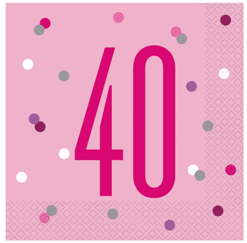 Pink Glitz 40th Paper Party Luncheon Napkins