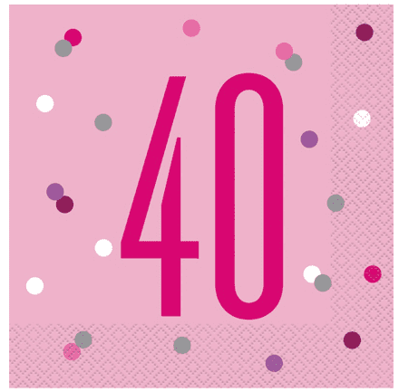 Pink Glitz 40th Paper Party Luncheon Napkins
