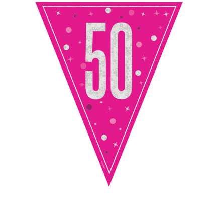 Pink Glitz '50th' Birthday Flag Banner