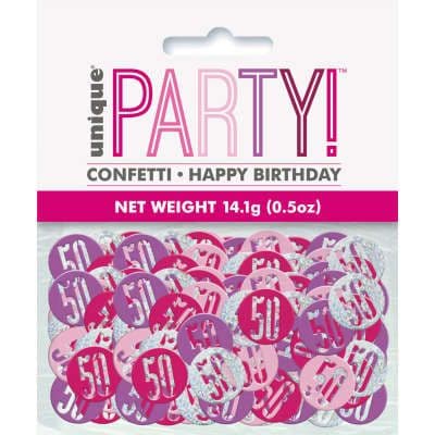 Pink Glitz 50th Birthday Party Confetti 14g