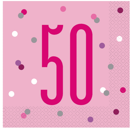 Pink Glitz 50th Paper Party Luncheon Napkins
