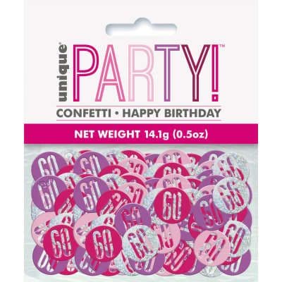Pink Glitz 60th Birthday Party Confetti 14g