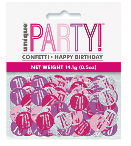 Pink Glitz 70th Birthday Party Confetti 14g