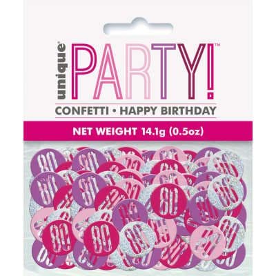 Pink Glitz 80th Birthday Party Confetti 14g