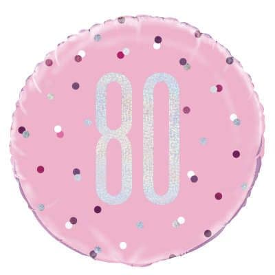 Pink Glitz '80th' Foil Balloon