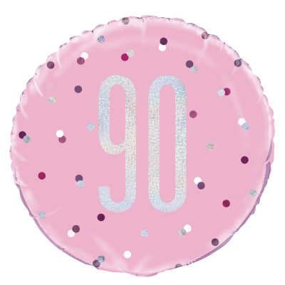 Pink Glitz '90th' Foil Balloon