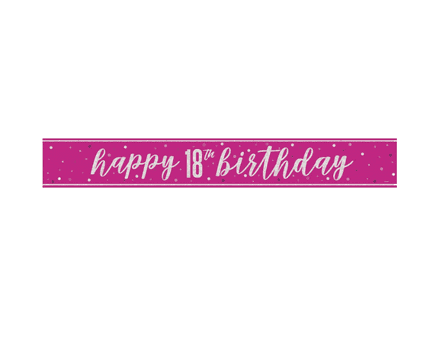Pink Glitz 'Happy 18th Birthday' Banner