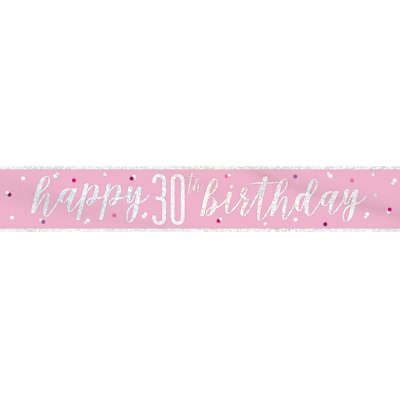 Pink Glitz 'Happy 30th Birthday' Banner