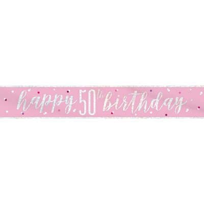 Pink Glitz 'Happy 50th Birthday' Banner
